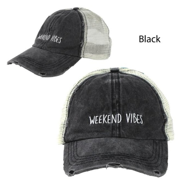 Willow Lane Boutique Accessories - WEEKEND VIBES Distressed Mesh Baseball Cap